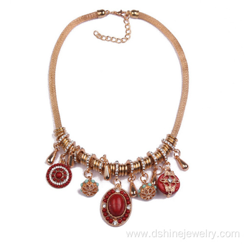 Rose Gold Chain Necklace Rhinestone Pendant Bridal Jewellery